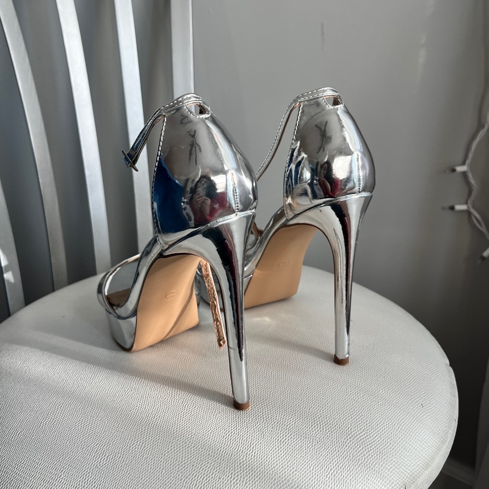Silver Metallic Platform Heels - image 5